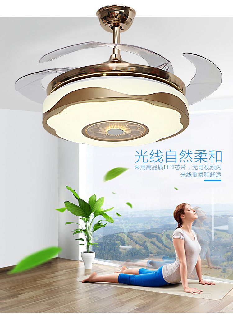 隱形led遙控風(fēng)扇燈簡(jiǎn)約大氣吊扇燈客廳臥室餐廳電風(fēng)扇燈
